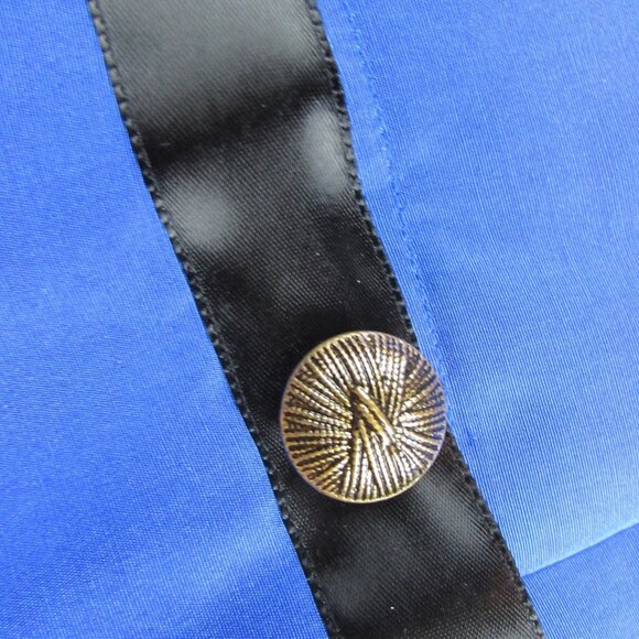 Carlisle Silk quilted jacket Bright blue black Bronze button STUNNING sz 6 - Picture 2 of 7